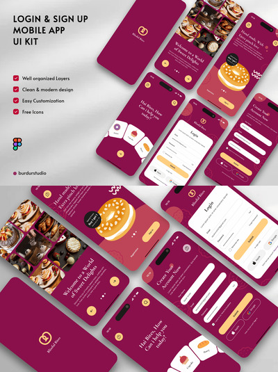 登录和注册移动应用APP UI KIT (FIG)