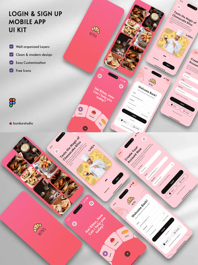 登录和注册移动应用APP UI KIT (FIG)