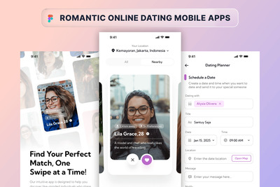 浪漫的在线约会移动应用APP UI KIT (FIG,PNG)