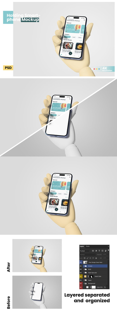 持有智能手机样机 (PSD)