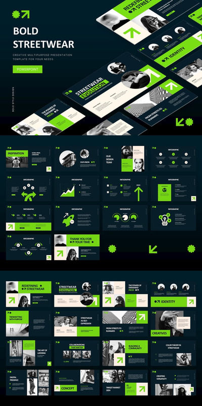 大胆的街头服装设计介绍PPT模板 (PPTX)