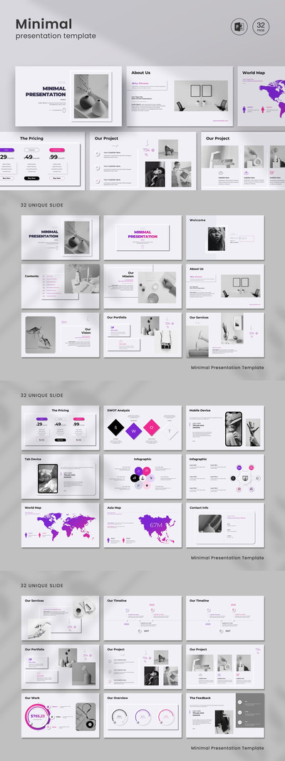 极简主义市场分析PPT模板 (PPTX)