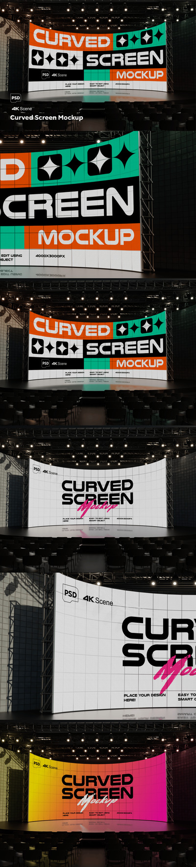 弯曲的屏幕样机 (PSD)