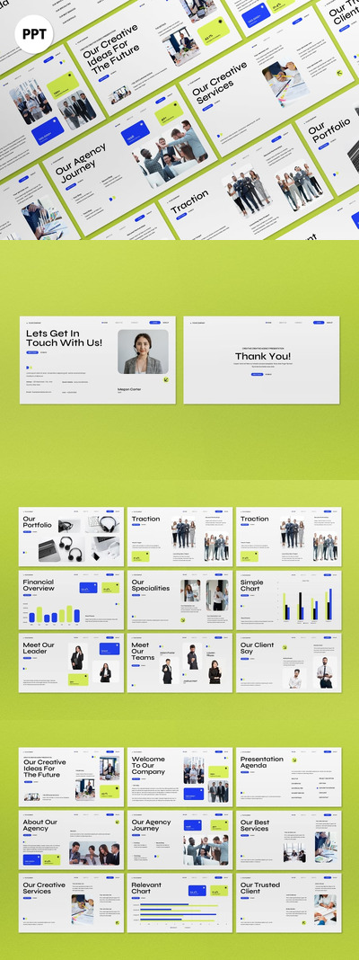 绿色蓝色现代商业策略PPT模板 (PPT,PPTX)