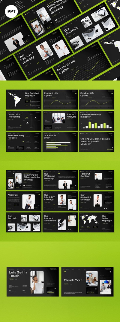 黑色优雅销售策略计划PPT模板 (PPT,PPTX)