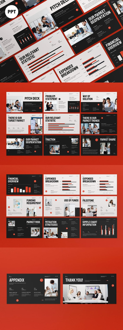 橙色黑色投资者PPT模板 (PPT,PPTX)