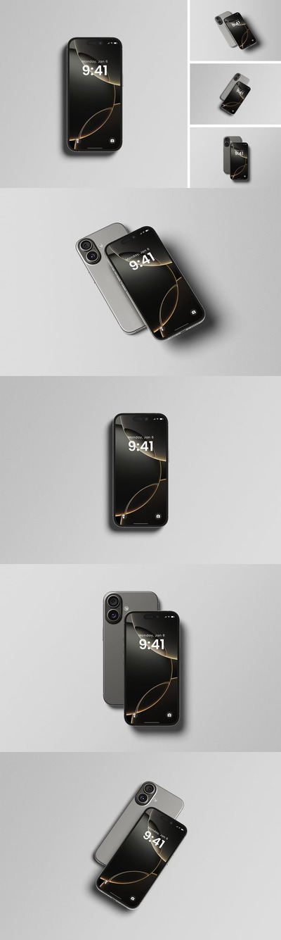 iPhone 16 手机样机 (PSD,PDF)