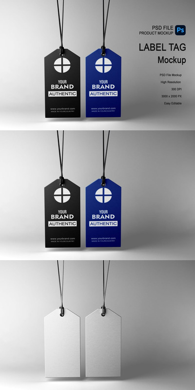 标签挂图标签样机 (PSD,JPG,PDF)