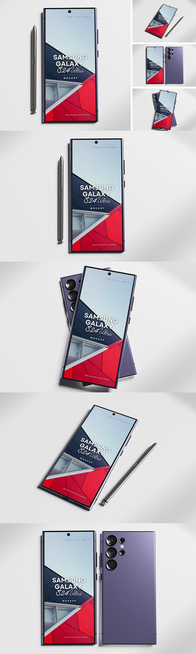 三星Galaxy S24手机样机 (PDF,PSD)