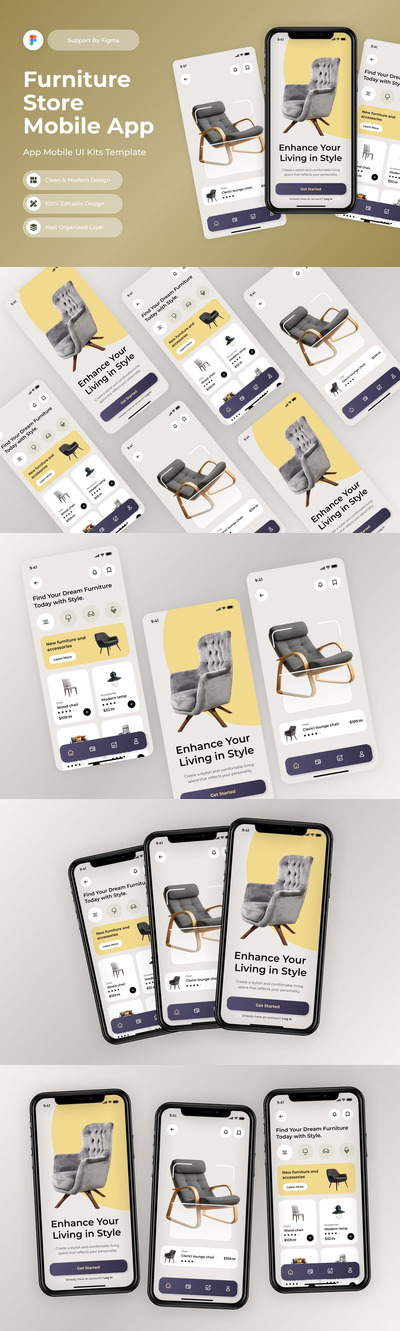 家具商店移动应用APP UI KIT (FIG)