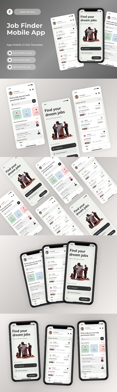 找工作移动应用APP UI KIT (FIG)