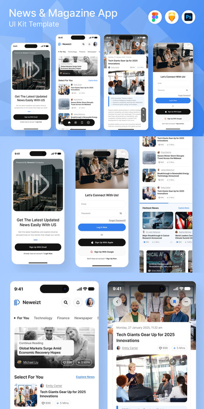 新闻应用APP UI KIT (FIG,PSD,SKETCH)