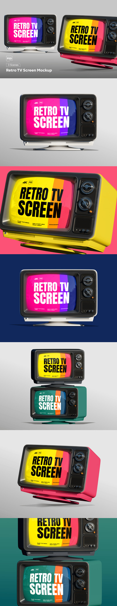 复古电视屏幕样机 (PSD)