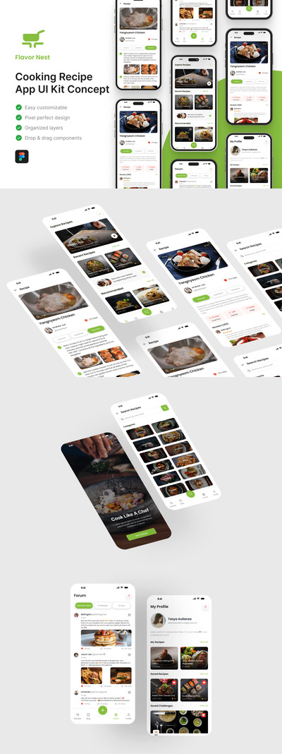 烹饪食谱应用APP UI KIT (FIG)