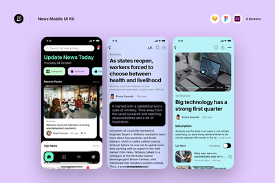 新闻移动APP UI KIT (SKETCH,FIG,XD)