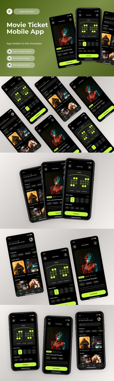 电影售票移动应用APP UI KIT (FIG)