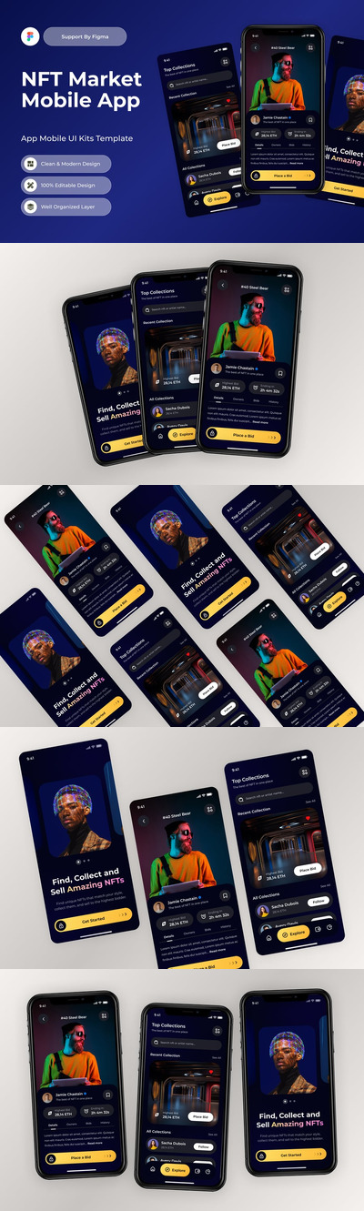 NFT市场移动应用APP UI KIT (FIG)
