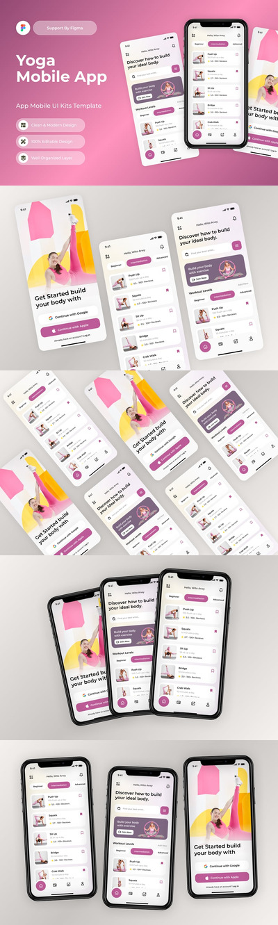 瑜伽移动应用APP UI KIT (FIG)