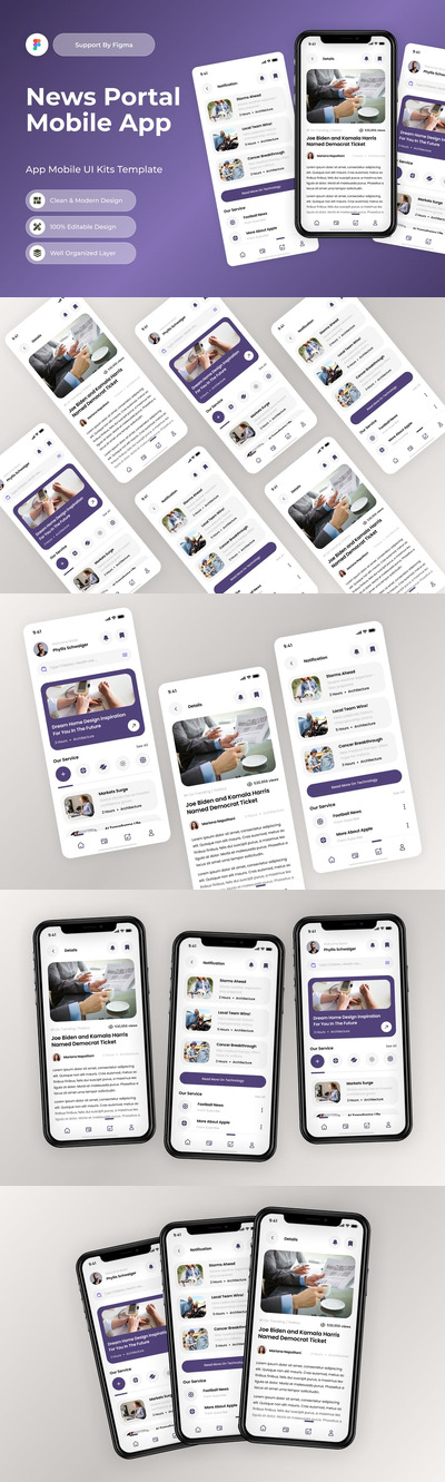 新闻门户移动应用APP UI KIT (FIG)