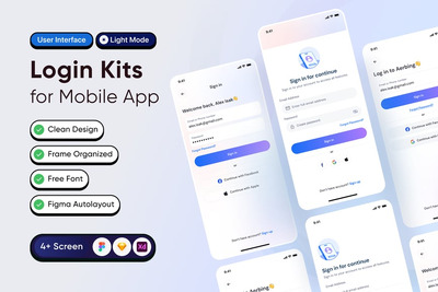 登录页移动应用APP UI KIT (FIG,XD,SKETCH)