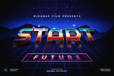 未来派3D文本效果样机 (PSD)
