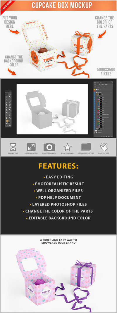 蛋糕盒样机 (PSD)