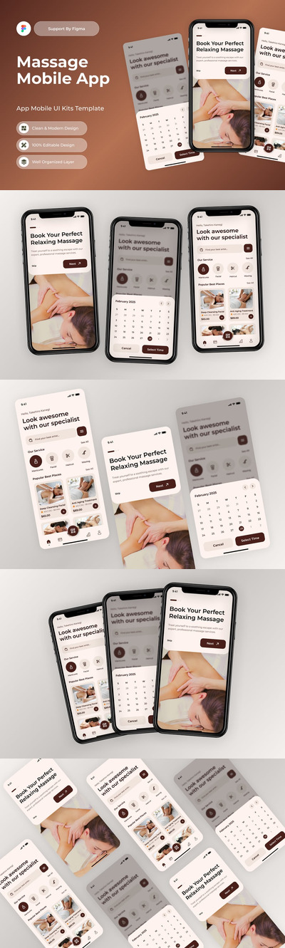 按摩服务移动应用APP UI KIT (FIG)