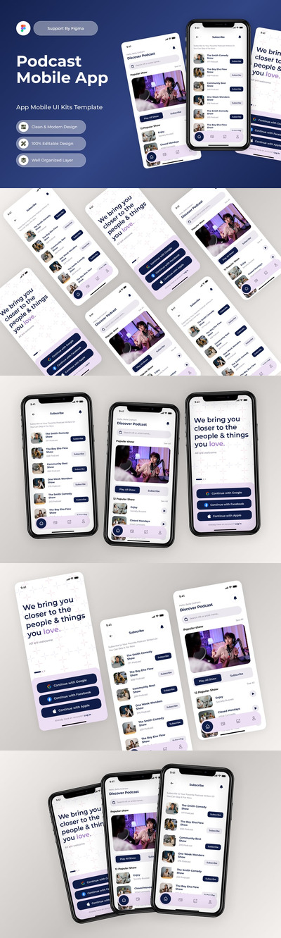 播客移动应用APP UI KIT (FIG)