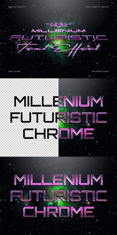 千年未来派的铬文本样机 (PSD)
