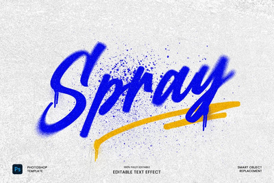 充满活力的喷漆文本效果样机 (PSD)