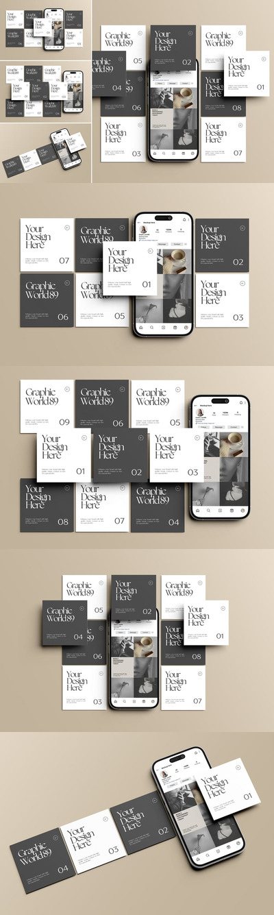 Instagram帖子 /故事样机 (PSD,PDF)