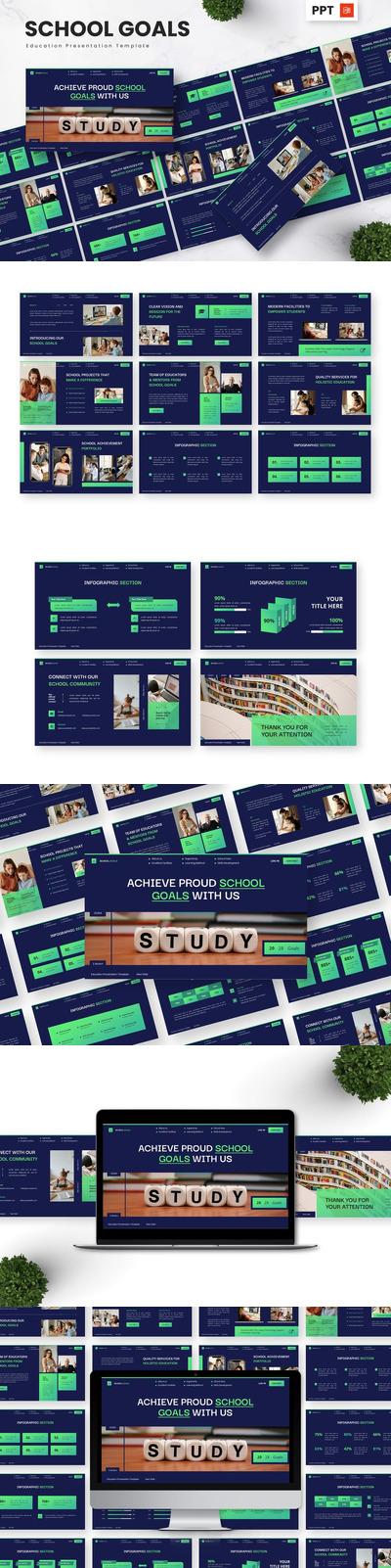 学校目标 - 教育PPT模板 (PPTX)