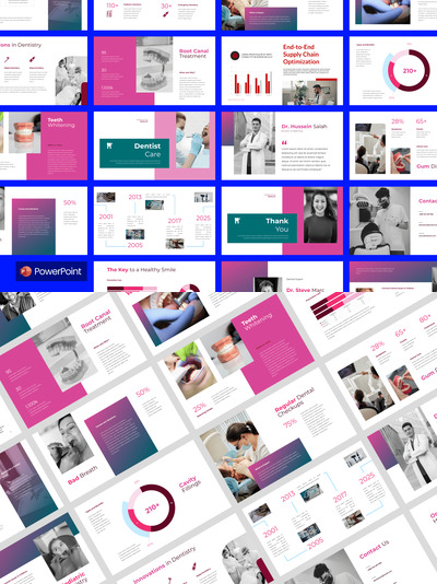 牙医护理PPT模板 (PPTX)