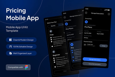 定价页移动应用APP UI KIT (FIG)