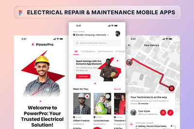 电气维修和维护移动应用APP UI KIT (FIG,PNG)