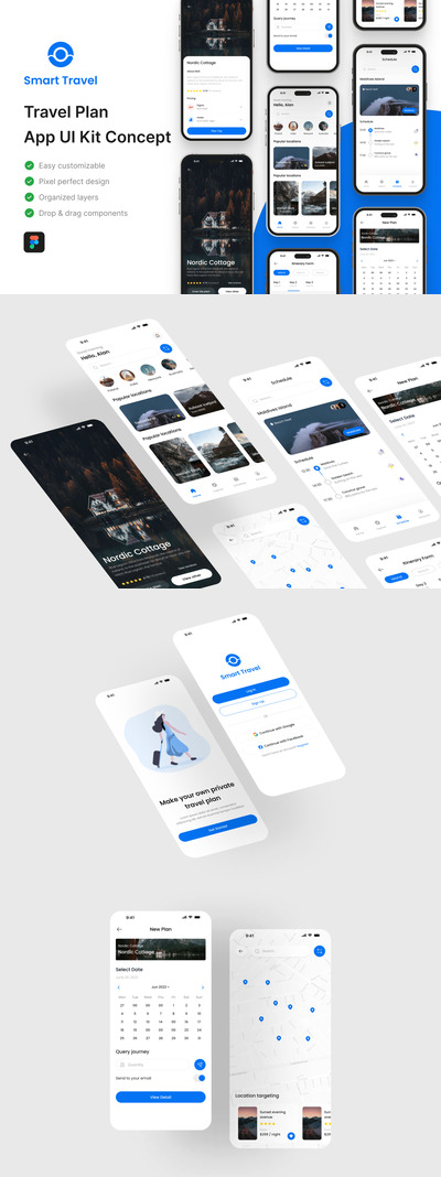 旅行计划移动应用APP UI KIT (FIG)