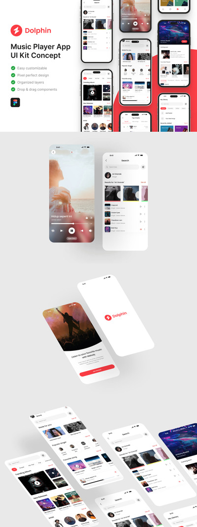 音乐播放器应用APP UI KIT (FIG)