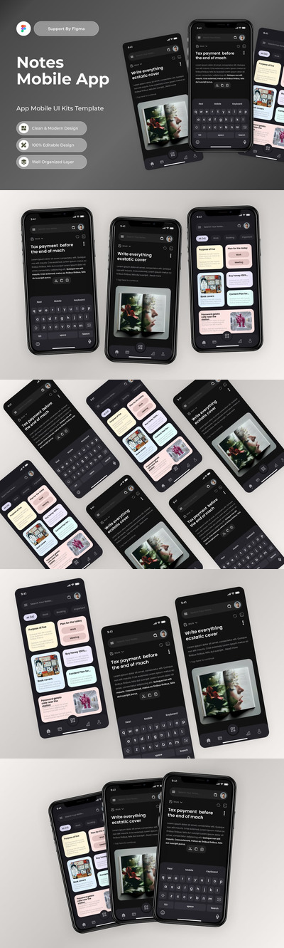 记事本移动应用APP UI KIT (FIG)