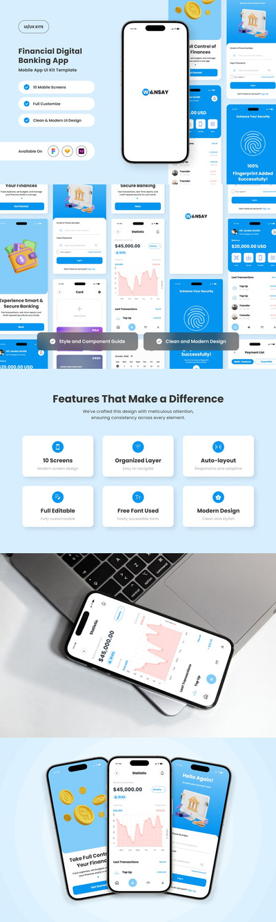 现代数字银行业务APP UI KIT (FIG,SKETCH,XD)