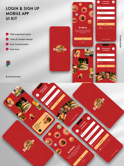 登录并注册移动应用APP UI KIT (FIG)