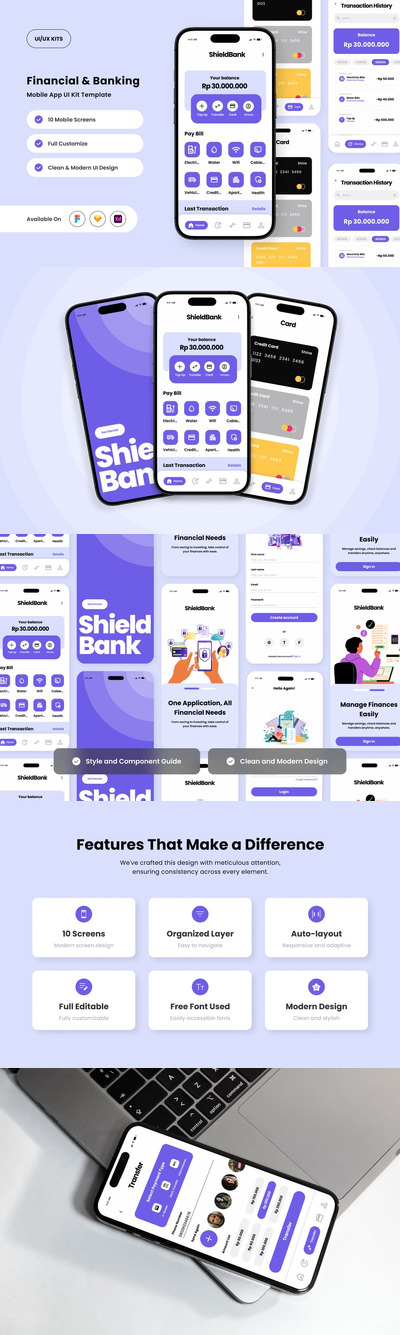 安全数字银行应用APP UI KIT (FIG,SKETCH,XD)