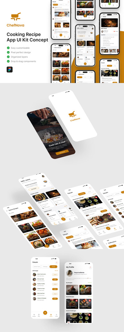 烹饪食谱应用APP UI KIT (FIG)