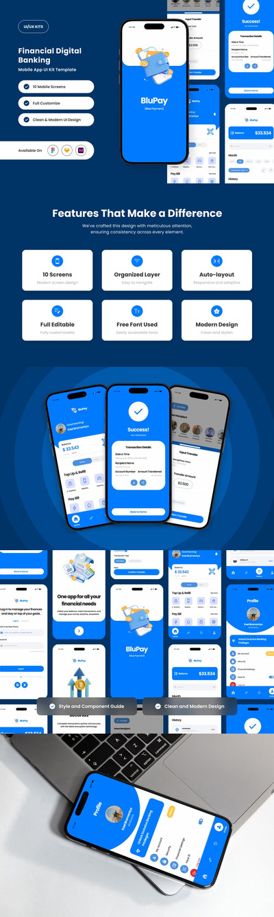 无缝付款和银行应用APP UI KIT (FIG,SKETCH,XD)