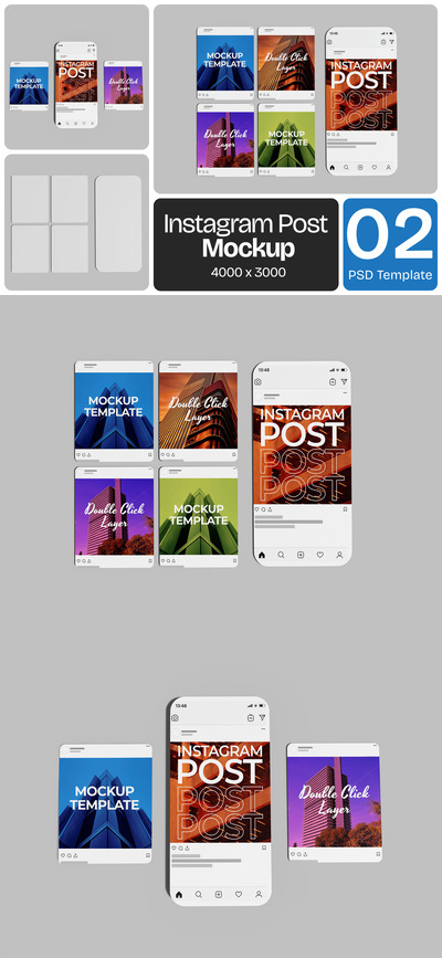 Instagram Post模型样机 (PSD)