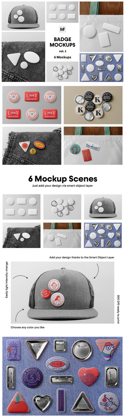 徽章别针模型样机 (PSD,JPG)