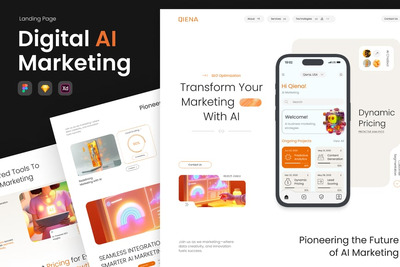 人工智能数字营销着陆页 (FIG,SKETCH,XD)