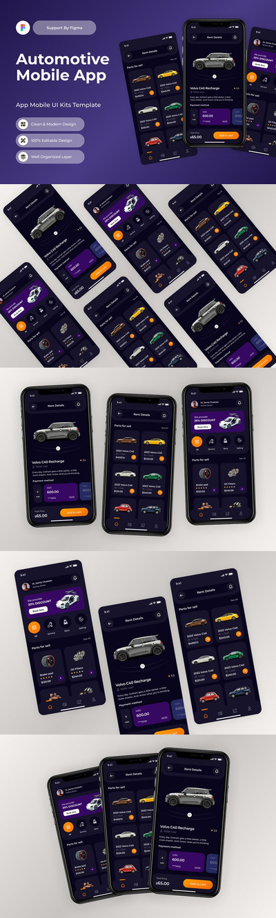 汽车移动应用程序APP UI KIT (FIG)