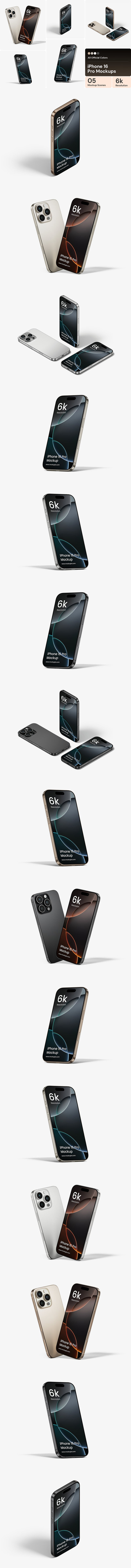 iPhone 16 Pro 手机模型样机 (PSD,PNG)