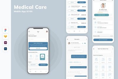 医疗移动应用APP UI KIT (SKETCH,FIG,XD,PSD)