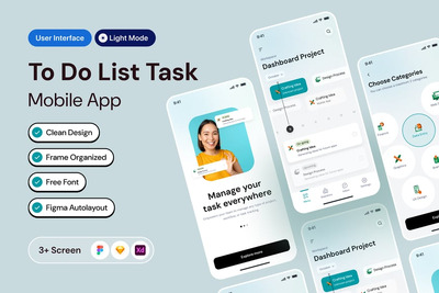 工作清单移动应用APP UI KIT (FIG,XD,SKETCH)